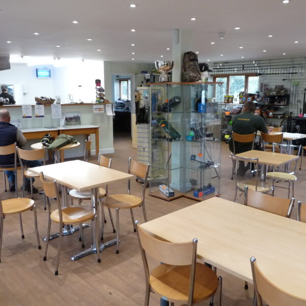 Inside the cafe at Furnace Mill Fishery in Worcestershire