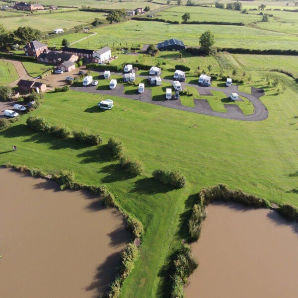 Ariel view of New Farm Fishery in Cheshire