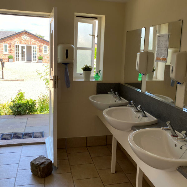 Modern clean shower block at New Farm Fishery in Cheshire
