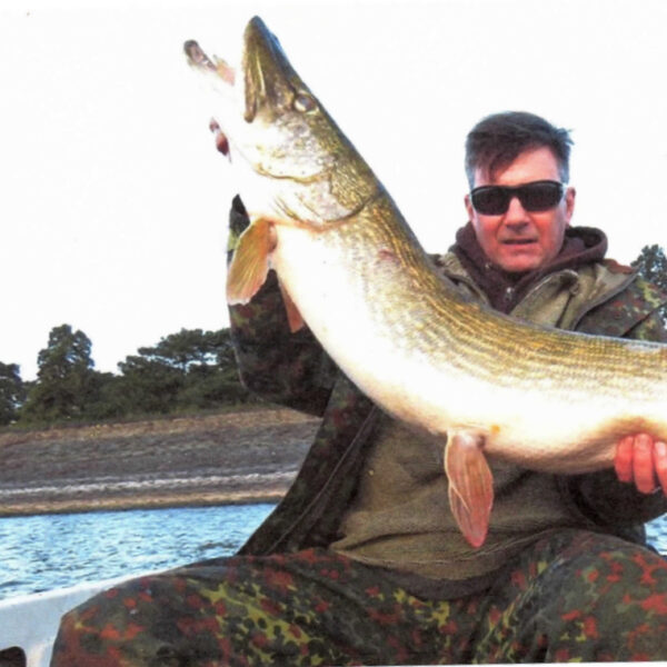 A nice pike from Cropston Angling's trout and pike fishery at Leicestershire's Cropston Reservoir