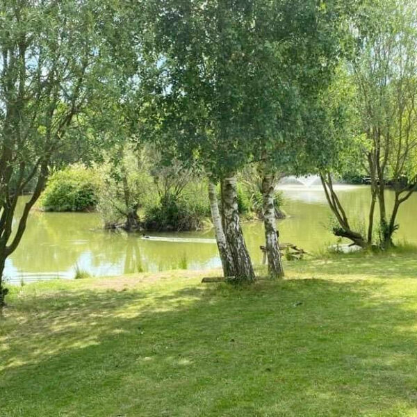 The fishing lake at Elton Barn Fishery and Retreat in Elton Nottinghamshire