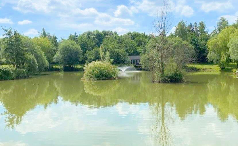 The fishing lake at Elton Barn Fishery and Retreat in Elton Nottinghamshire