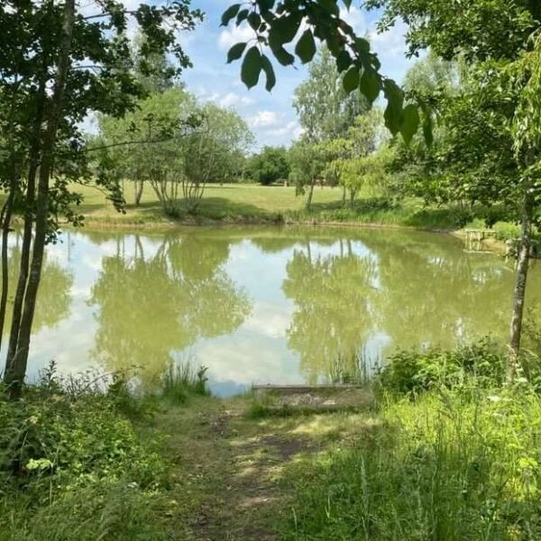 The fishing lake at Elton Barn Fishery and Retreat in Elton Nottinghamshire