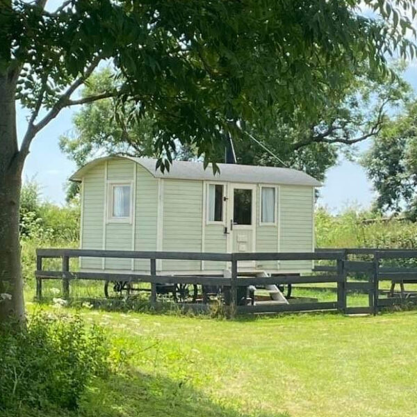 One of the Shepherds Huts at Elton Barn Fishery and Retreat in Elton Nottinghamshire