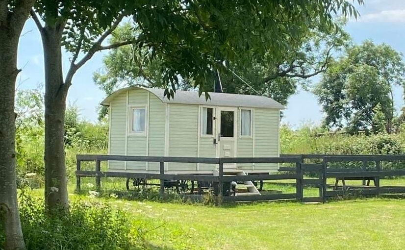 One of the Shepherds Huts at Elton Barn Fishery and Retreat in Elton Nottinghamshire