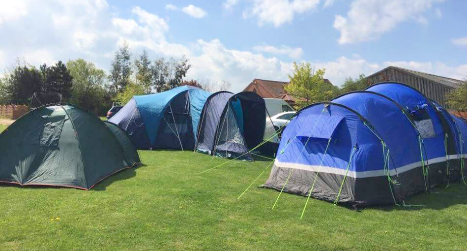 The camping field at Elton Barn Fishery and Retreat in Nottinghamshire