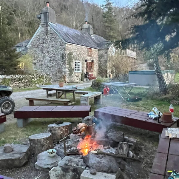 Firepit at the farmhouse at Yeo Farm in Devon