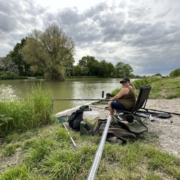 Lady Fishing on Lake 1