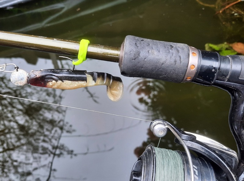 Close up of fishing rod with hook keeper