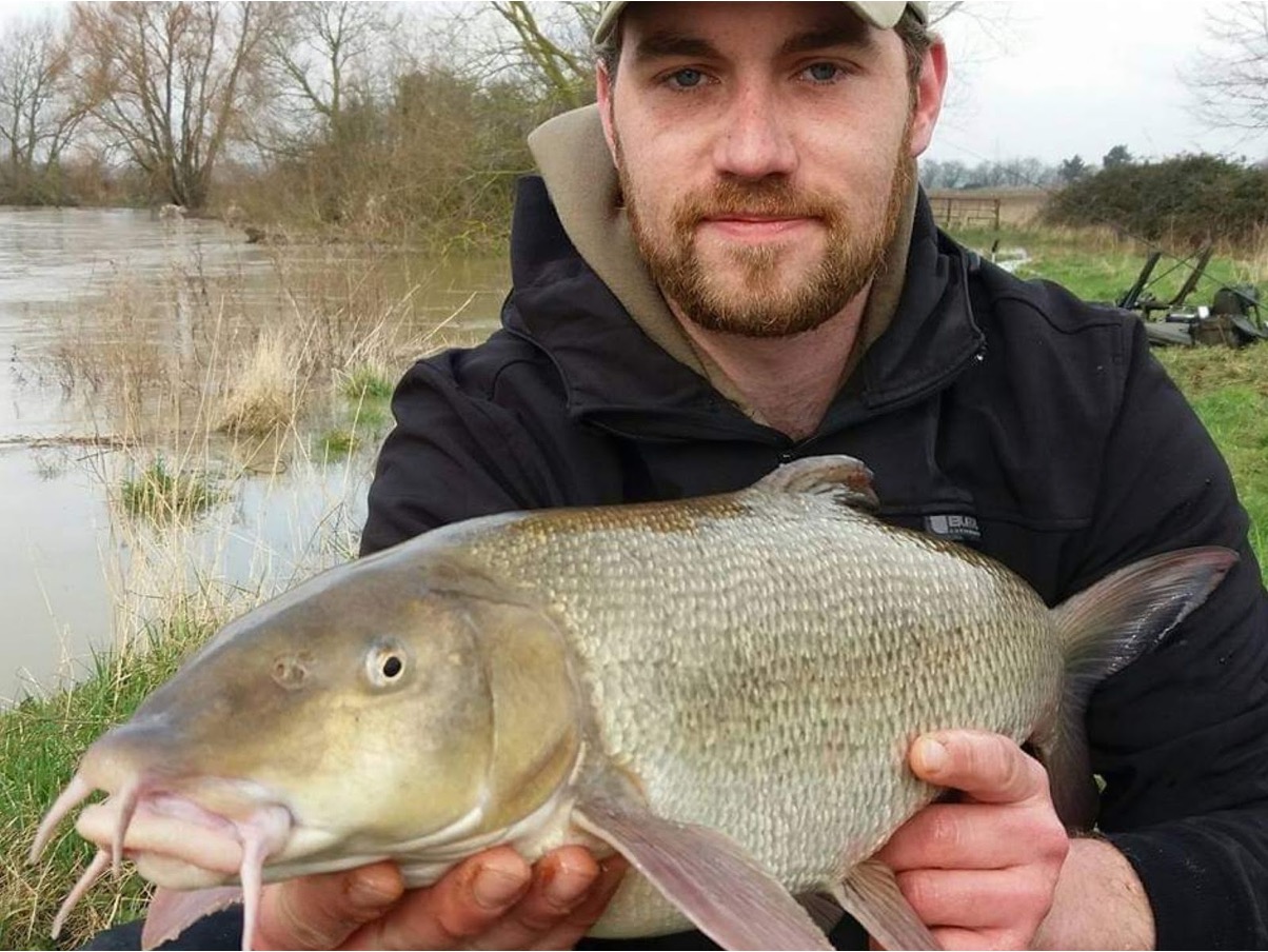 Catching barbel on a flooded river 