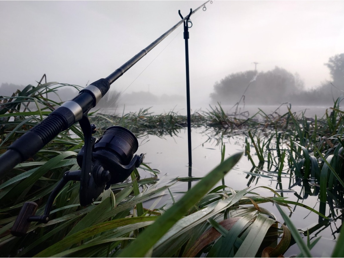 Catching barbel on a flooded river 