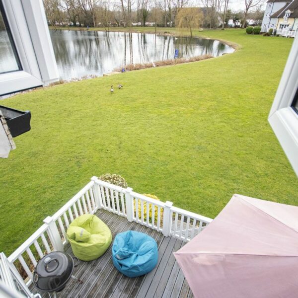 Window view at Tortola Lodge at Cotswold Water Park